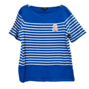 LAUREN by Ralph Lauren Womens Blue White Stripe Embroidered Stitched Logo Top 1X